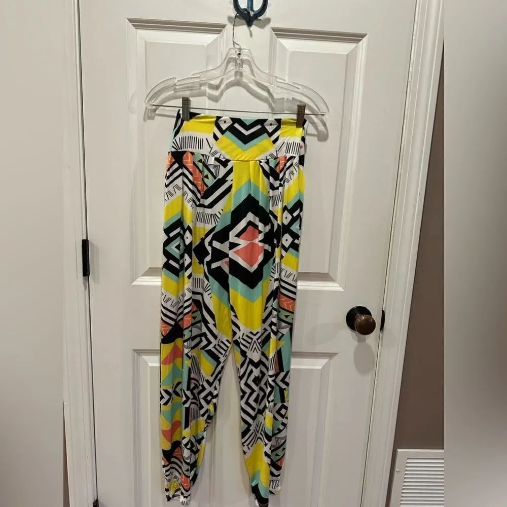 Bongo M tribal print loose fit high rise palazzo pants costume